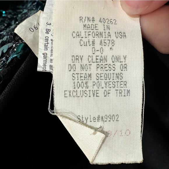 Vintage Climax Emerald Green Sequin Beaded Fringe Fitted Dress Size 9/10 - Picture 6 of 6